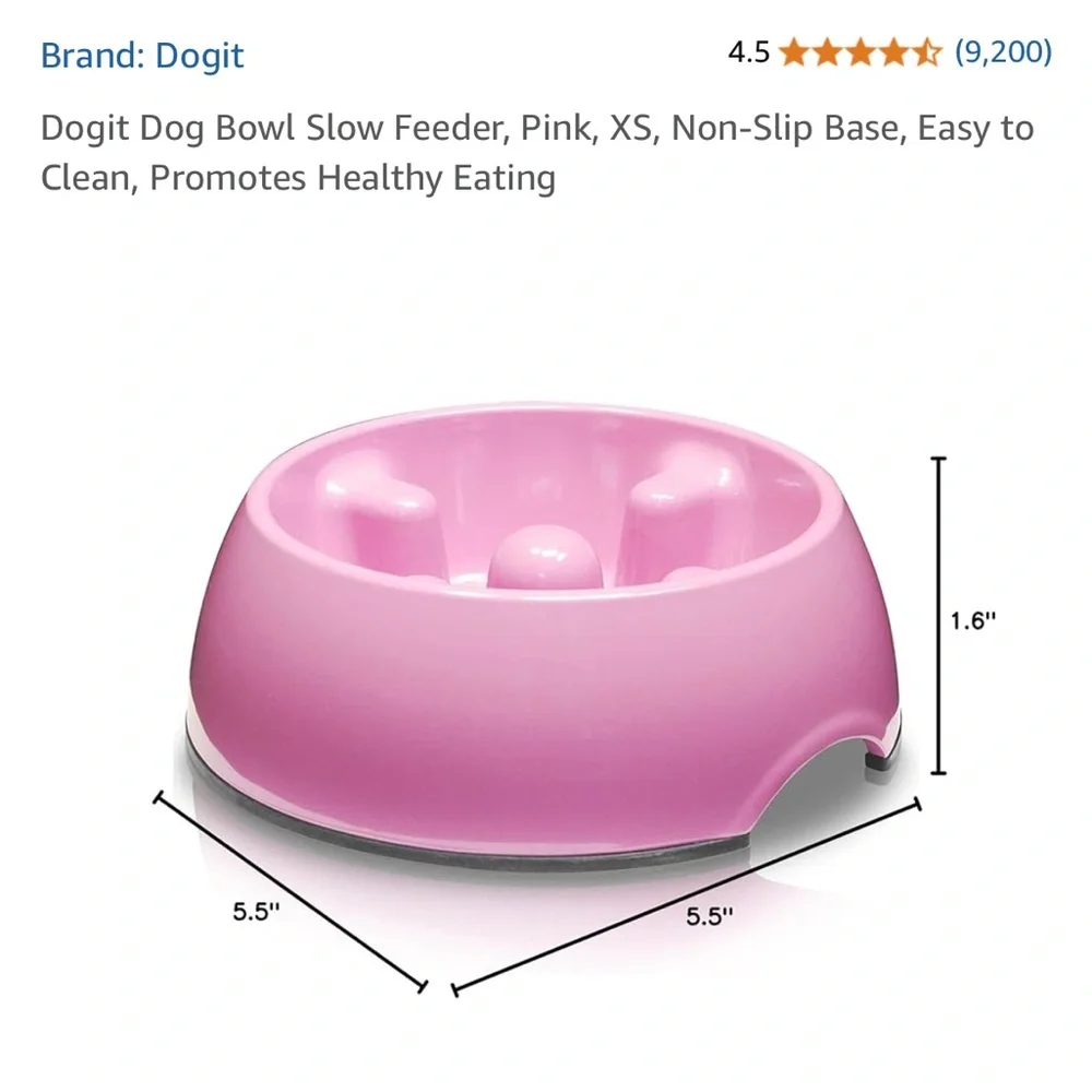 2- Pink Go Slow Anti Gulping Dog /Cat Feeding Bowls